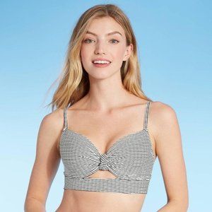 Womens Lightly Lined Ribbed Bikini Top Sz 36d